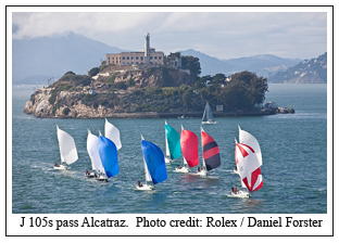 J 105s pass Alcatraz, Photo credit: Rolex / Daniel Forster